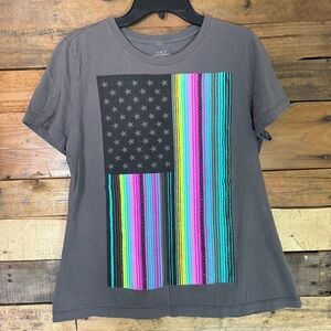 Crazy‎ Train Serape American Flag Gray T-shirt Small
